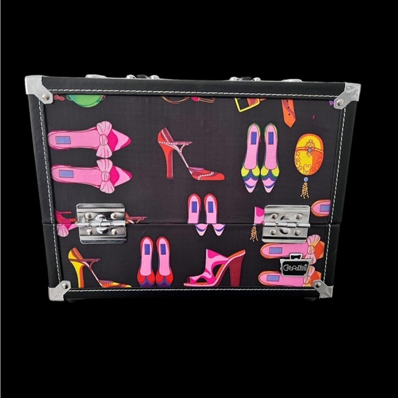 CABOODLES TRAIN CASE w/ KEY MAKEUP SHOE MOTIF FOLD OUT ORGANIZER - Picture 7 of 13